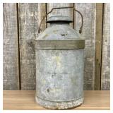 Vintage Galvanized Metal Dairy Milk Can with Bail