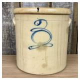 Three-Gallon Salt-Glazed Stoneware Crock with Coba