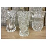 Three clear cut glass and lead crystal decorative