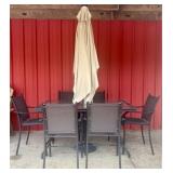 Eight-Piece Contemporary Metal and Glass Patio Din