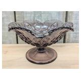 L.E. Smith Amethyst Glass Whirling Star Footed Bow