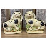 A Pair of Staffordshire Style Ceramic Rabbit Figur