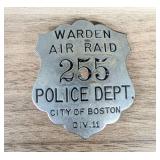 WWII Boston Police Department Air Raid Warden Badg