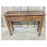 Antique American Primitive Lift-Top Oak Console Ta