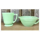 Two Pieces of Fire-King Jade-ite Glassware Includi