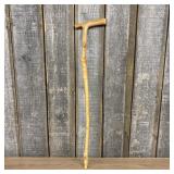 Folk Art Hand-Carved Wood Walking Cane with Natura
