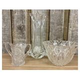 Trio of Vintage Clear Art and Pressed Glass Includ