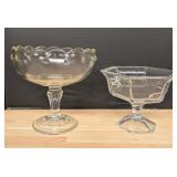 Two American Vintage Molded Glass Footed Compotes