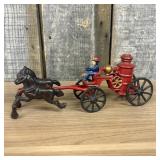 Vintage Horse-Drawn Steam Fire Pumper Toy with Dri
