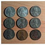 A Group of US One-Cent Coins Including Lincoln Ste