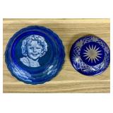 Two Cobalt Blue Glass Bowls Including a Hazel Atla