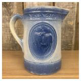 A.E. Hull Blue and White Salt Glaze Stoneware Milk
