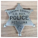 Sonoma County Civil Defense Auxiliary Police Badge