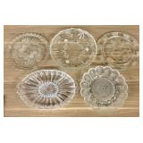 An Assortment of Five Vintage Clear Pressed and Fr
