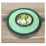Neo-Rococo Style Gilt Metal and Enameled Footed Dr