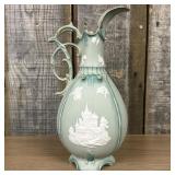 Neoclassical Jasperware Style Ceramic Ewer with Go