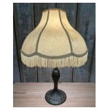 Victorian Style Cast Metal Table Lamp with Fringed