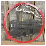 Large Painted Cut-Metal Circular Wall Hanging Feat