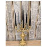 Large French Rococo Revival Cast Brass Six-Light C