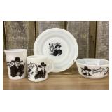 A Set of Vintage Hopalong Cassidy Milk Glass Child
