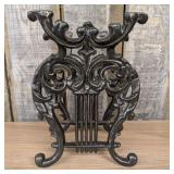 Cast Iron Lyre Form Magazine Rack