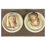 A Pair of Vintage Chalkware Religious Wall Plaques