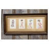 A Collection of Four Edwardian Fashion Prints in a