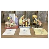 Three Norman Rockwell Hand-Painted Bisque Porcelai
