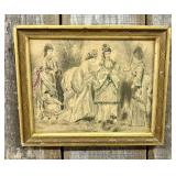 Framed Hand-Colored 19th Century Victorian Fashion
