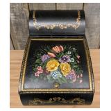 Victorian Style Hand Painted Toleware Floral Coal