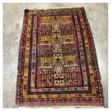 Baluch Hand-Knotted Wool Tribal Rug with Triple-Mi