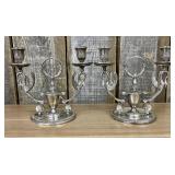 A Pair of Empire Style Silver Plated Two Light Swa