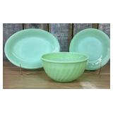 A Trio of Fire-King Jadeite Glass Tableware Includ