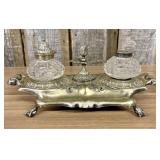 Victorian Silver Plated Rococo Revival Inkstand wi