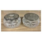 A Pair of Antique Sterling Silver and Cut Glass Va