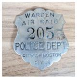 WWII Boston Police Department Air Raid Warden Badg