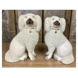 A Pair of Staffordshire Confetti Poodle Figurines
