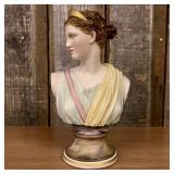 Polychrome Painted Bisque Porcelain Bust of Artemi