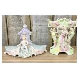 Two Paulux Occupied Japan Bisque Porcelain Figural