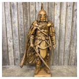 Large Scale Assembled Wood Spartan Warrior Sculptu