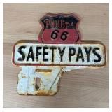 Phillips 66 Cast Iron Safety Pays License Plate To