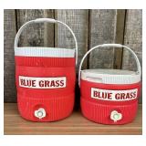 A Pair of Vintage Blue Grass Insulated Beverage Di