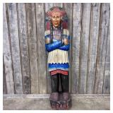 Large Hand Carved and Painted Wooden Cigar Store I