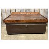 Convertible Brown Faux Leather Ottoman Guest Bed w