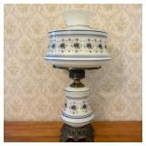 Vintage Floral Milk Glass Hurricane Style Electric