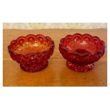A Pair of Amberina Glass Moon and Star Pattern Tab