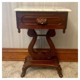 Vintage Mahogany Lyre Base Side Table with Italian