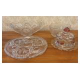 A Collection of Colorless Pressed Glass Tableware