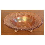 Three Footed Marigold Carnival Glass Bowl in the B