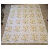 Large Hand Embroidered Cross Stitch Floral Quilt
